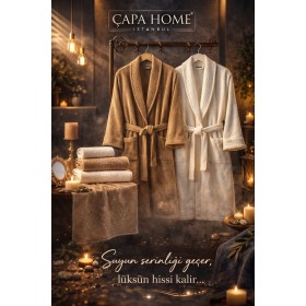 Ilay Bornoz Set Krem&capi